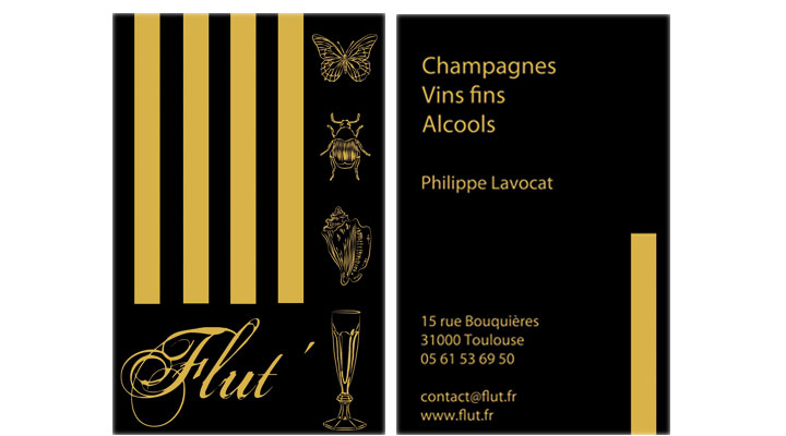 Carte de visite Identit et supports de communication - Flut', cave et bar  champagne, Toulouse - 2012