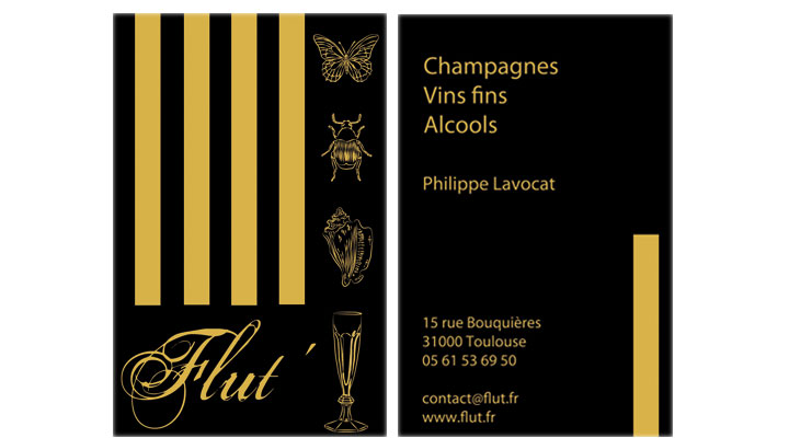 Carte de visite Identité et supports de communication - Flut', cave et bar à champagne, Toulouse - 2012