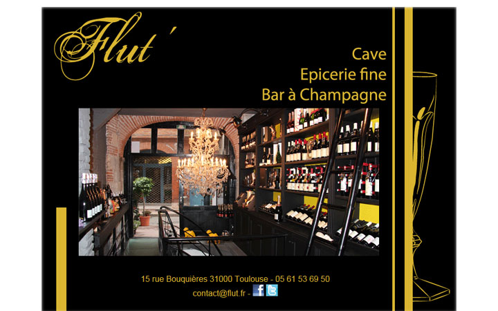 Conception et Réalisation site internet Flut', cave et bar à champagne, Toulouse - 2012 - www.flut.fr